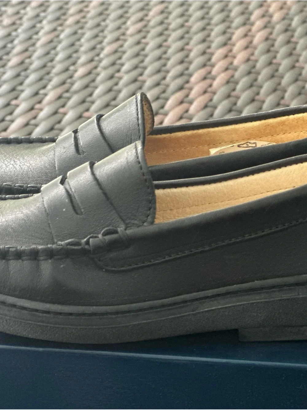 Gallucci Black Leather Kids Penny Moccasins